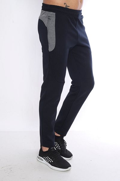 NEED LİFE Men's Navy Blue Pockets Zippered Waist Elastic Straight Leg Sweatpants