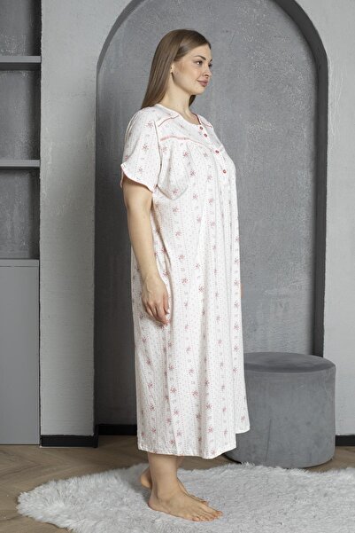 SEBOTEKS 100% Cotton Combed Cotton Short Sleeve Plus Size Mother's Nightgown 140