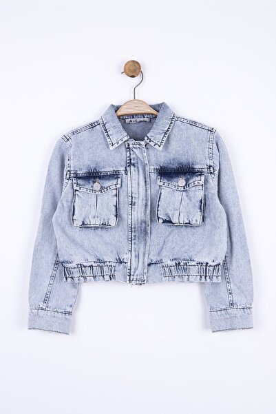 nk kids Jachetă de blugi pentru fete cu buzunare cu burduf