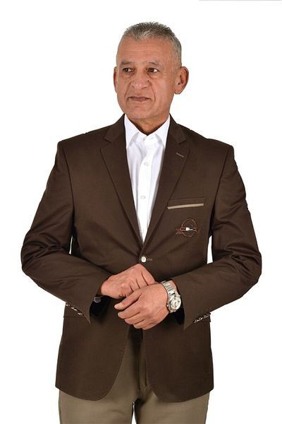 Presto سترة رجالية من الساتان Slimfit مطرزة باللون البني 1225-400