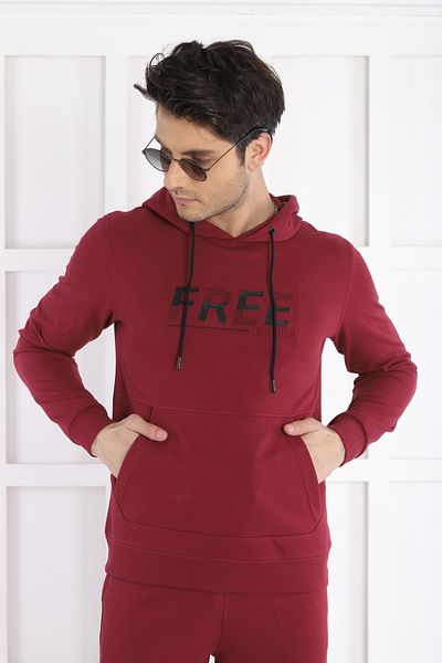 NEED LİFE Men's Burgundy Casual Free Logo Sweat Tracksuit Set