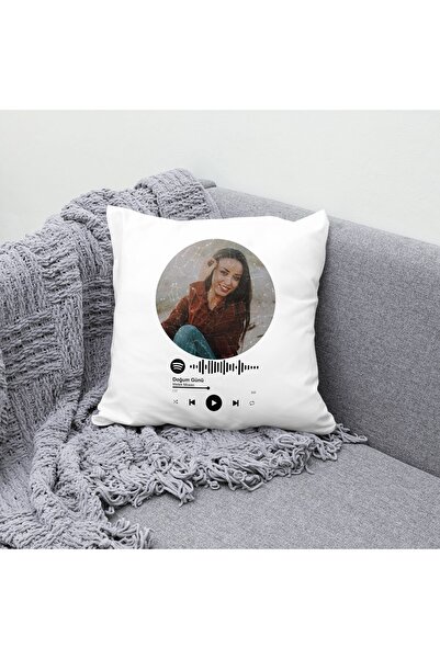 TexKid Kişiye Özel Yıldız Haritalı Spotify Barkodlu Fotoğraflı Yastık