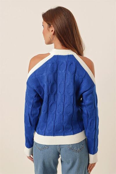 AQE FASHION Pulover decoltat cu umeri, cu detaliu dungi