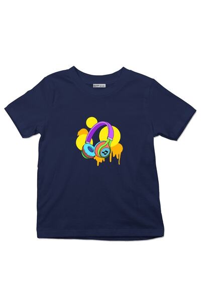 GreenMint تي شيرت للأطفال بتصميم رسومات الشعار المبتكرة وسماعات الرأس Music_o...