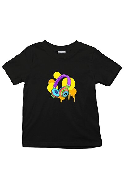 GreenMint تي شيرت للأطفال بتصميم رسومات الشعار المبتكرة وسماعات الرأس Music_o...