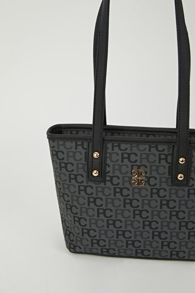 Pierre Cardin Anthrazitfarbene Damen-Umhängetasche mit Tram-Alphabet 05PO23Y1715