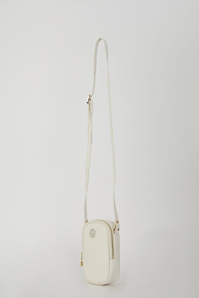 Pierre Cardin Ecrufarbene Damen-Umhängetasche mit Aufdruck 05PO22Y1556