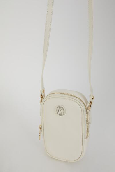 Pierre Cardin Ecrufarbene Damen-Umhängetasche mit Aufdruck 05PO22Y1556