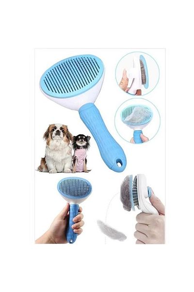 Markapet Self-Cleaning Buttoned Cat Dog Comb Blue 10 X 20 Cm