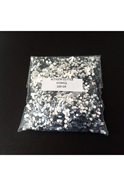 HOBİFLEX Glitter Altıgen Epoksi Süsleme Pulu Nail Art Makyaj Sim Gümüş 100 Gr