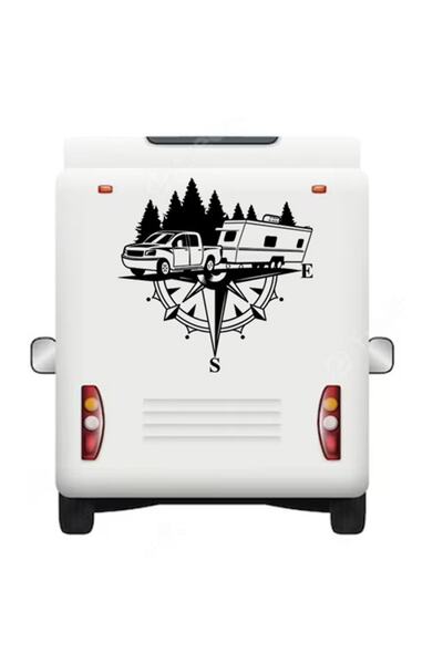 Melek Pazarı 120 X 120 Cm Çekme Karavan Pusula Doğa Sticker