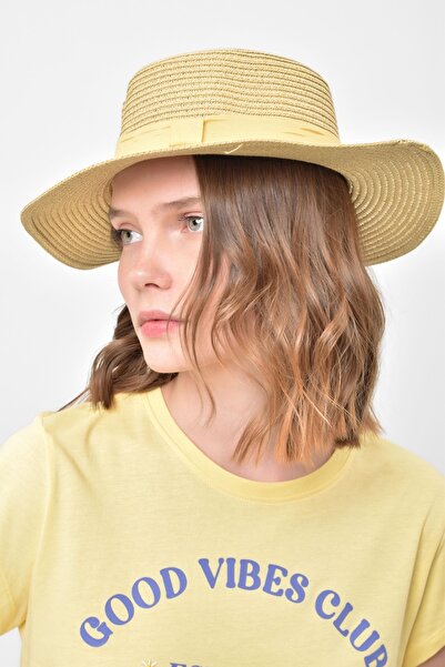 Saria Moda Široki slamnati ženski šešir sa detaljima u vidu trake