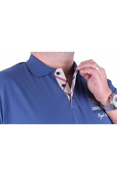 MocGrande Ανδρικό μπλουζάκι Polo μεγάλου μεγέθους Eagle Face 23400 Indigo