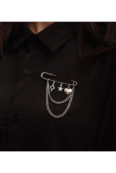 TakıConcept Punk Tarz Broş, Zincir Iskoç Iğnesi, Aksesuar Broş