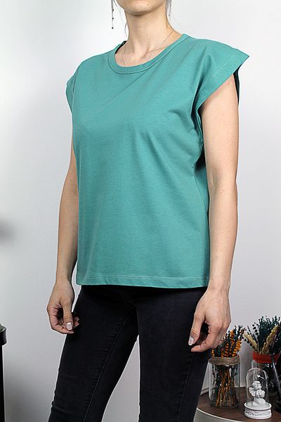 Damla Tricou tricotat de bază cu aspect căptușit 100% bumbac