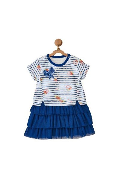 andywawa Ac22554 فستان أطفال مزين بالزهور باللون الكحلي