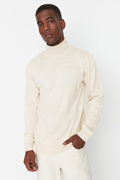 Trendyol Collection Ecru Slim Fit Turtleneck Basic Sweater - TMNAW21KZ0755