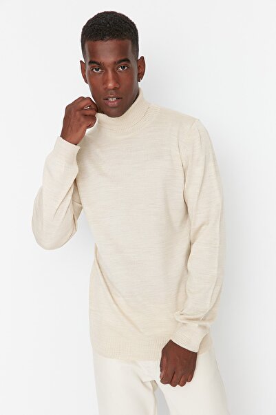 Trendyol Collection Ecru Slim Fit Turtleneck Basic Sweater - TMNAW21KZ0755