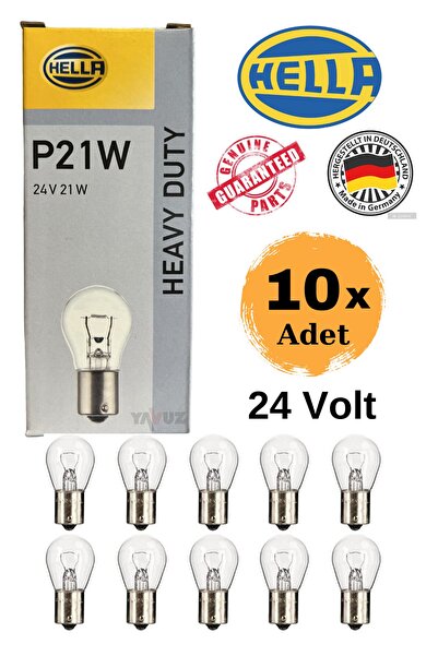 Hella 10 Adet 24v P21w 93 Düz Tek Duy Stop Sinyal Ampul Büyük Kafa Ampul Tır ...