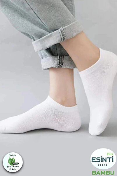 Esinti Men's Sports Socks Bamboo Scented White Black Colored Booties Socks Short Thin Socks 12 Pcs