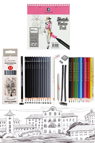 GLANCE مجموعة رسم قلم ألوان مائية من Alex Schoeller مقاس 15*15 سم 40yp 200gr ...