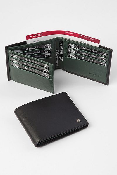 CENGİZ PAKEL Genuine Leather Luxury Men's Wallet Black Green