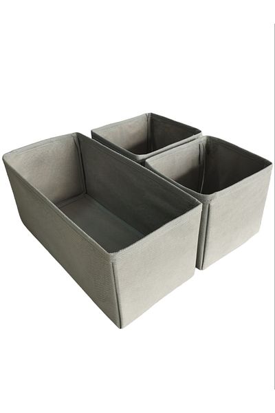 Balkan Room 3-Piece Gray Drawer Organizer Set - Multi-Purpose Cabinet Box Set