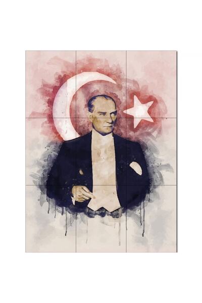 FourArts Atatürk Serisi 40,50x54 cm 9 Parça Atatürk Ahşap Tablo Seti