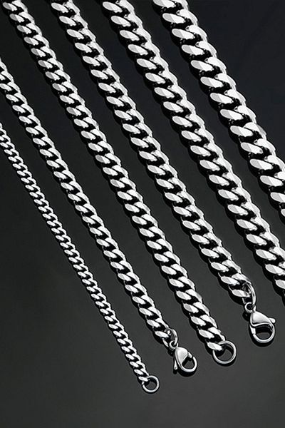 The Collection Unisex Tarnish Resistant Thin Classic Chain Silver Steel Bracelet
