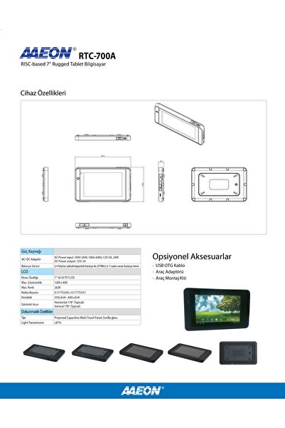 AAEON Rtc 700a 7” Rugged Tablet Pc