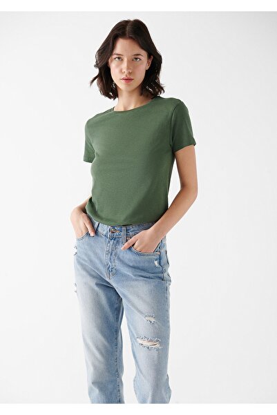 Mavi Bisiklet Yaka Yeşil Basic Tişört Regular Fit / Normal Kesim 8809081570