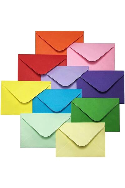 Hobialem 10 Adet, Renkli Zarf, 7x9 Cm, Renkli Mini Zarflar Karışık Renklerde,...