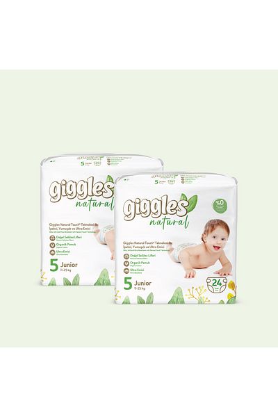 giggles Junior Size 5 Natural - 2 Pack 48 Pieces
