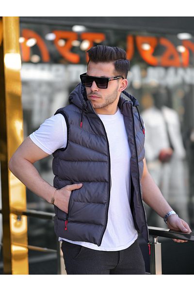 İNAMOTO TEXTİL Inamoto Textile Geometric Patterned Inflatable Vest