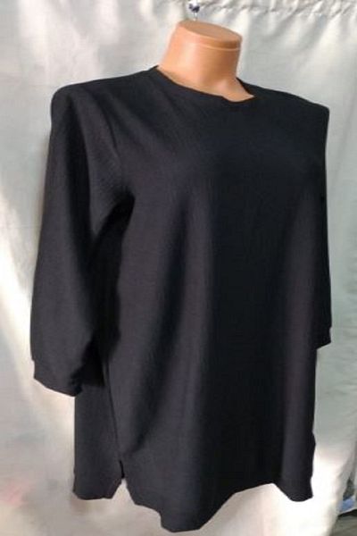 KADO Black Wrap Tunic Slit Long Sleeve Crew Neck Very Stylish Quality Anti-Sweat ( )