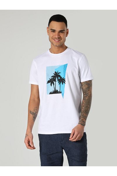 Colin's Tricou alb pentru bărbați - mâneci