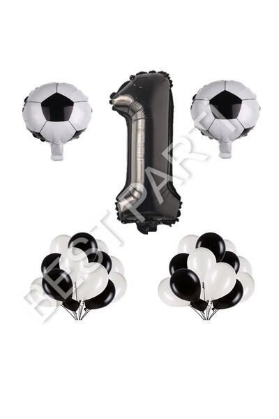 BEST PARTİ DOĞUM GÜNÜ PARTİ SÜSLERİ Football Ball Number Balloon Set Age 1
