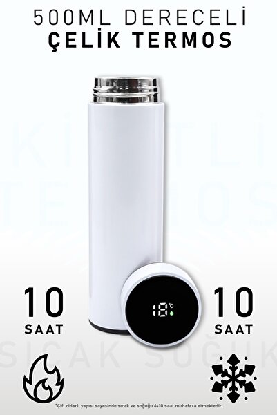 İkon store 500 Ml Beyaz Dereceli Termos