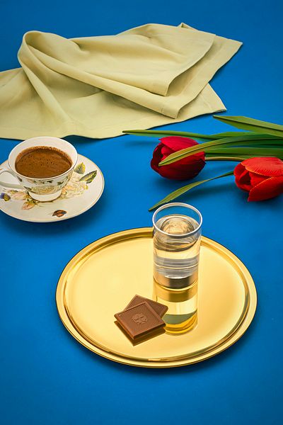 ÖzSa Home 6 Pieces Gold Luxury 21 cm Round Serving Presentation Tray Gold Color