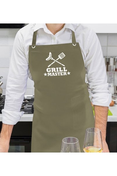 Bk Gift Professional Grill Master Designed Khaki Green Kitchen Apron, Cook Ap...