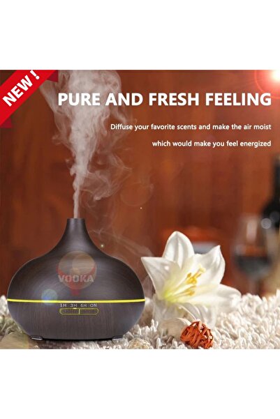 VOOKA Uzaktan Kumandalı 550 ml Aroma Difüzörü Ultrasonik Hava Nemlendirici 7 Renk Led
