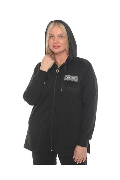 WND SPORT Hooded Glitter Fabric Stone Detail Embroidered Classic Leg 2-Piece Wnd Women's Large Size Tracksuit Set