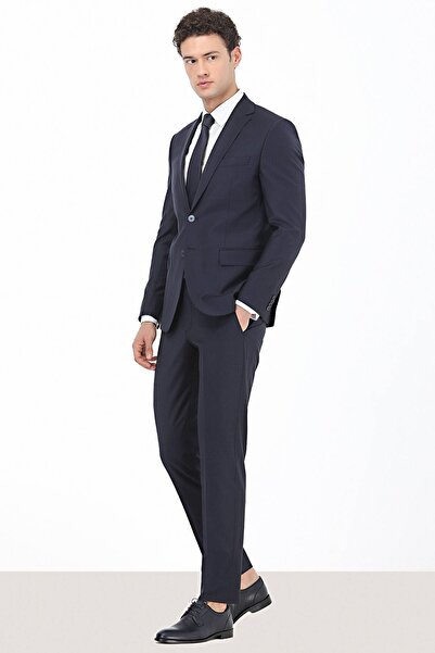 Kip Erkek Desenli Modern Fit Yün Karışımlı Takım Elbise