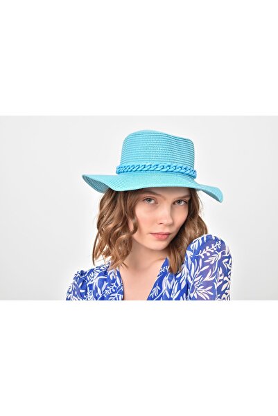 Saria Moda Pălărie de damă din paie lată cu lanț