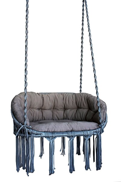 ALTINOLUK HAMAK Makrome Salıncak Bahçe Balkon Salıncağı ( Gri ) Minderli