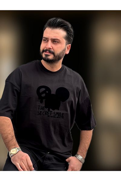BREEZY T-shirt Mickey Flock Printed Brand New Crew Neck Oversize T-shirt Unisex Twills