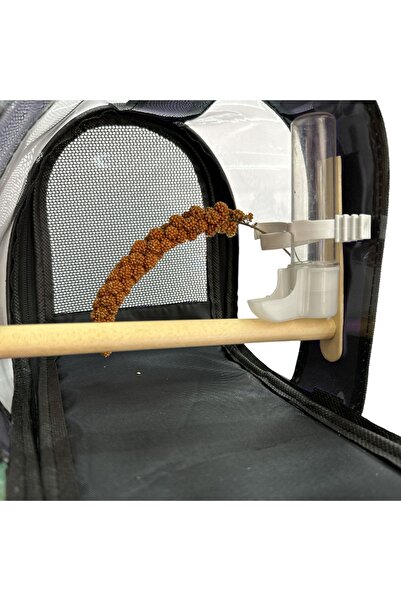 Tropheus Suluklu Kuş Taşıma Çantası (tahta Tünekli) Siyah Renkli (33cmx23cmx22cm) Daldarı Hediye