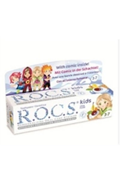 ROCS DİŞ معجون أسنان للأطفال من روكس للأطفال بعمر 4-7 سنوات بالفواكه (علكة با...