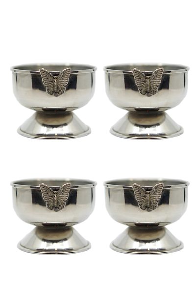 ANTEPSEPETİ Copper Silver Plated Butterfly Model Snack Bowl Set of 4
