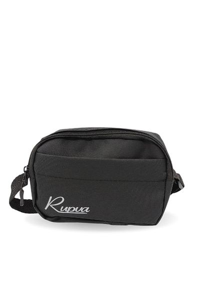 Rupva Men's Sports Travel Walking 2 Compartment Daily Black Waist Bag